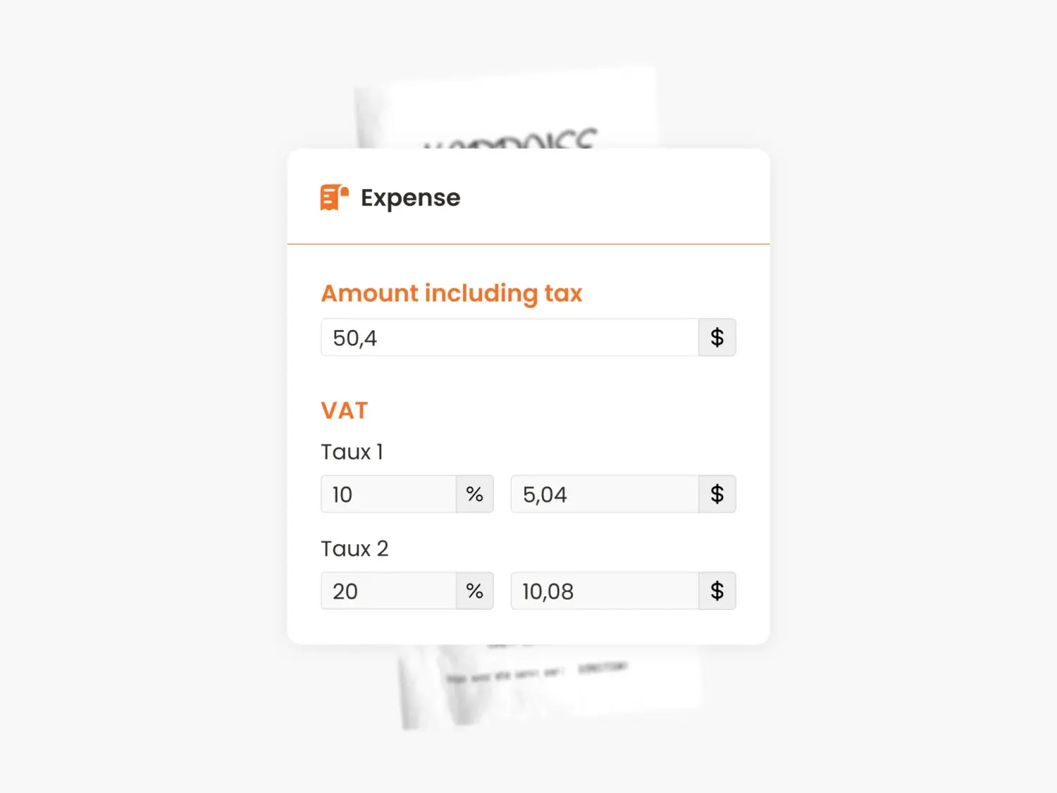 N2F VAT entry with amount including tax and several rates